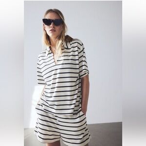 Knit Loose-fit top and shorts in textured, viscose-blend jersey / Set